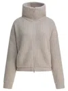 Herno Virgin Wool Cardigan Knitwear Beige In Gray