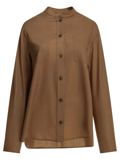 Herno Virgin Wool Casual Shirt In Brown