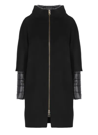 Herno Virgin Wool Coat With High Neck In Black