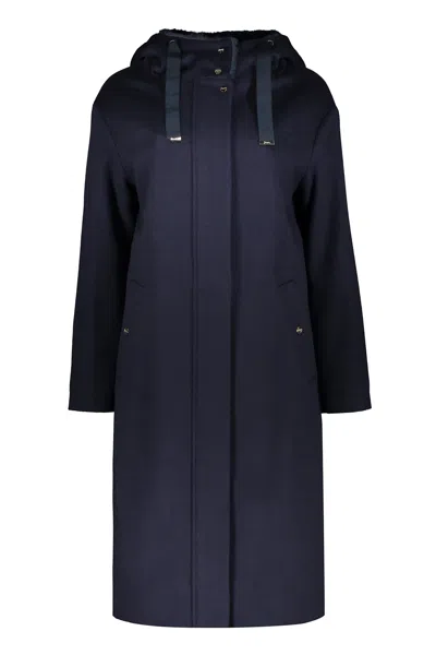 Herno Virgin Wool Coat In Blue