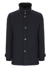 Herno Long Sleeve Coat With High Collar And Fur In Black
