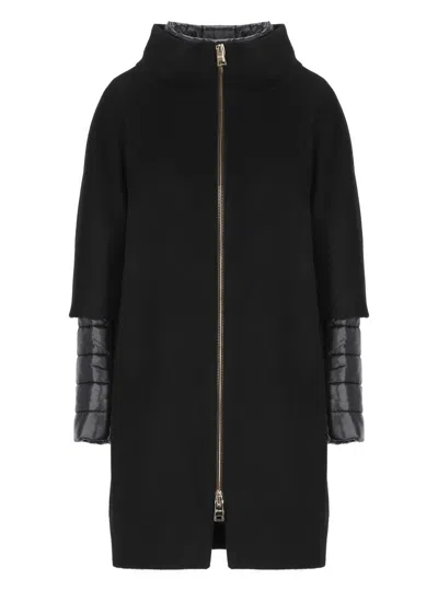 Herno Virgin Wool Coat With High Neck In Black