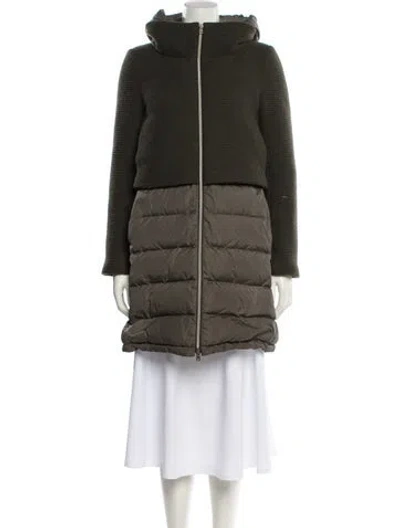 Pre-owned Herno Virgin Wool Down Coat In Green