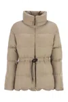 Herno Quilted Drawstring Wool Jacket In Neutral