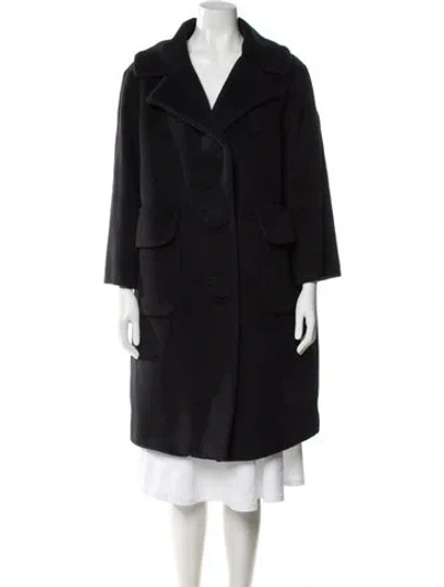 Pre-owned Herno Virgin Wool Faux Fur Coat In Black