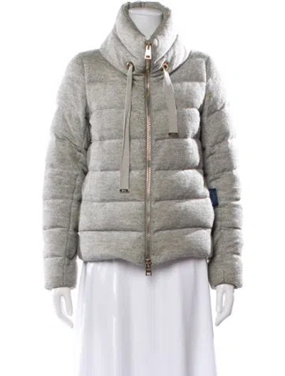 Pre-owned Herno Virgin Wool Faux Fur Jacket In Gray