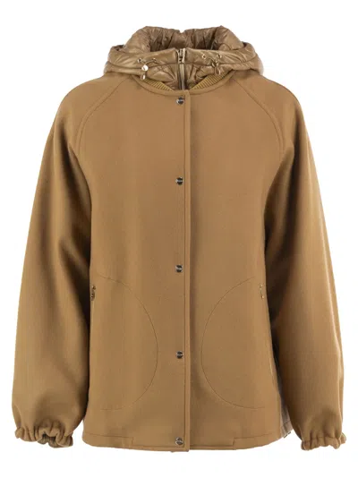 Herno Virgin Wool Jacket With Removable Bib In Brown