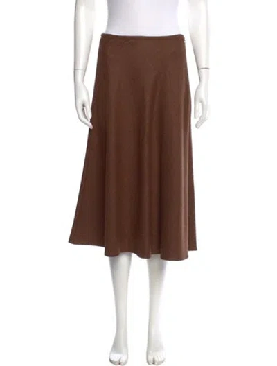 Pre-owned Herno Virgin Wool Knee-length Skirt W/ Tags In Brown