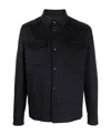 Herno Snap Front Chest Flap Pocket Brushed Wool Cashmere Blend Lined Shirt Jacket In Black