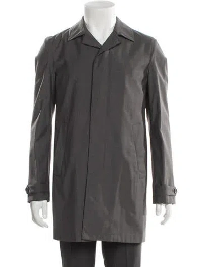 Pre-owned Herno Virgin Wool Striped Overcoat In Gray
