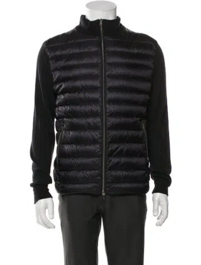Pre-owned Herno Virgin Wool Striped Puffer Coat In Black