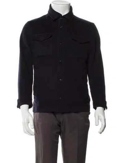 Pre-owned Herno Virgin Wool Trucker Jacket In Blue