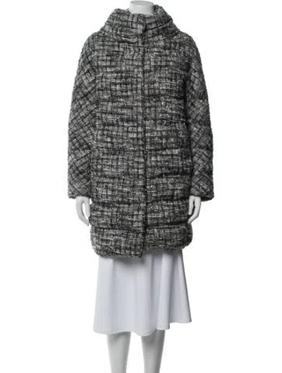 Pre-owned Herno Virgin Wool Tweed Pattern Coat In Grey