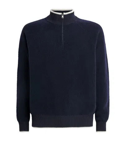 Herno Virgin Wool-blend Quarter-zip Sweater In White