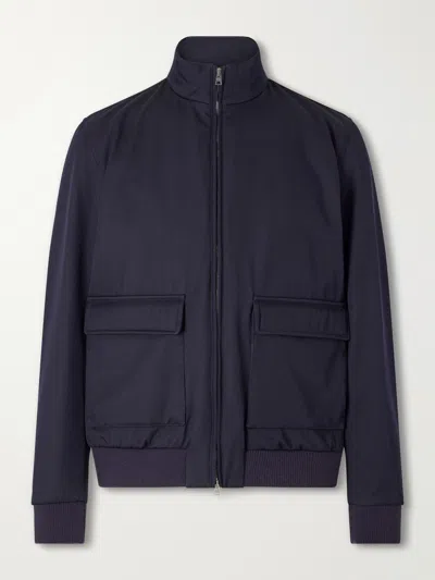 Herno Virgin Wool-twill Bomber Jacket In Blue