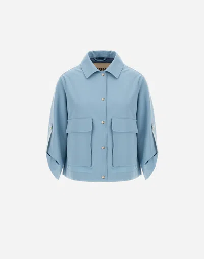 Herno Viscose-effect Shacket In Light Blue