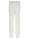 Herno Elastic Waistband Cuffed Hem Side Pockets Trousers In White
