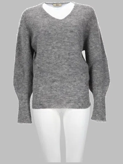 Herno V-neck Alpaca Blend Sweater In Gray