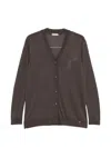 Herno Button-front Long-sleeve Knit Top In Brown
