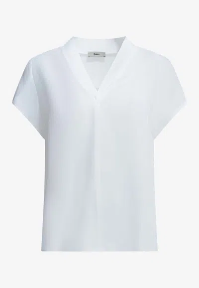 Herno V-neck Crepe Blouse In White