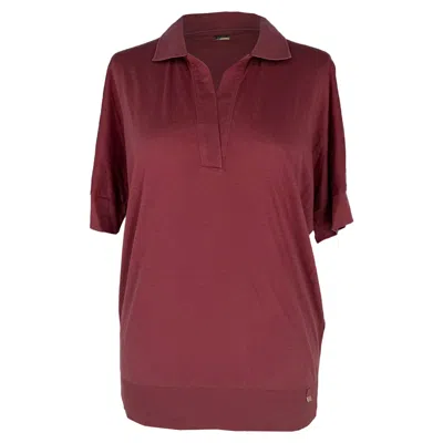Pre-owned Herno V-neck Polo Shirt In Burgundy Lyocell In Red