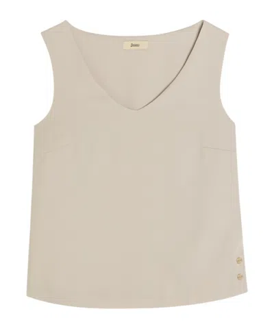 HERNO V-NECK SATIN-CREPE TOP