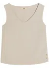 Herno V-neck Satin-crepe Top In Neutral