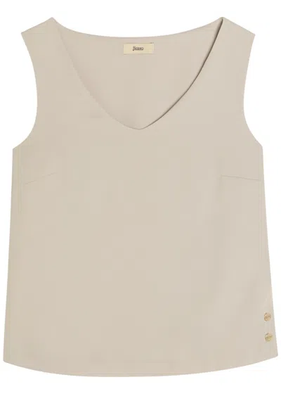 Herno V-neck Satin-crepe Top In Neutral