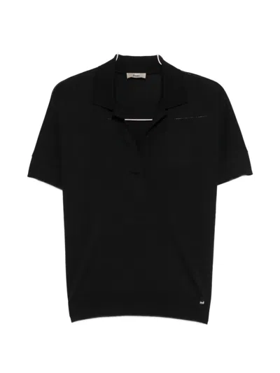 Herno V-neck Short-sleeve T-shirt In Black