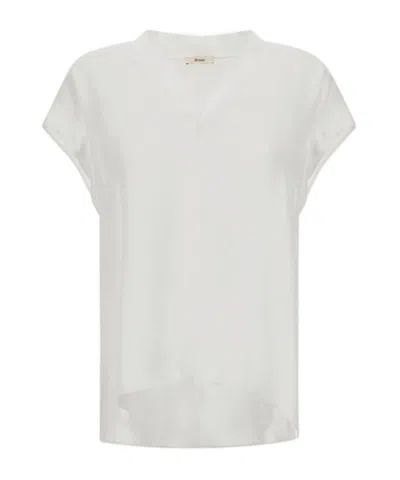 Herno V-neck Short-sleeved Shirt In White