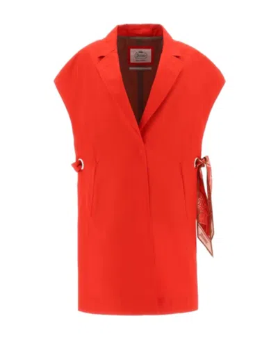 Herno V-neck Sleeveless Lace Vest In Red