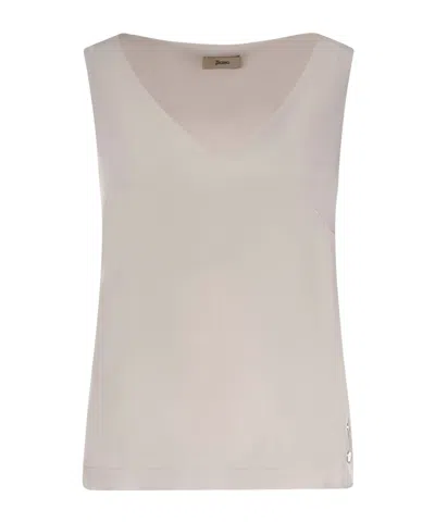 Herno V-neck Sleeveless T-shirt In White