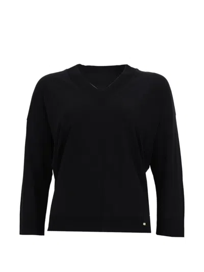 Herno Knit Top V Neck Long Sleeves In Black