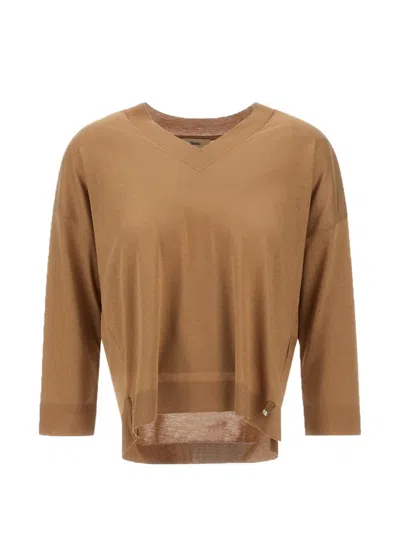 Herno V-neck Sweater In Brown