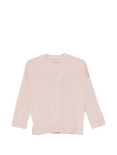 Herno V-neck Sweater In Pink