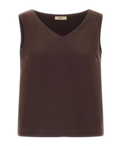 Herno V-neck Vest In Brown