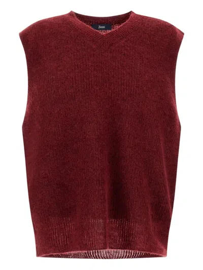 Herno V-neck Vest In Red