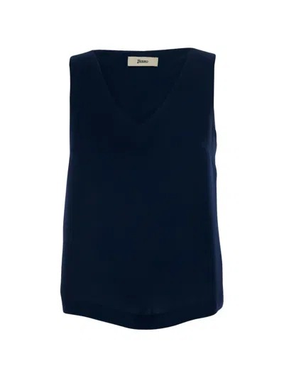 Herno V-neck Vest Top In Blue