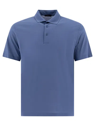 Herno Voile Crepe Jersey Polo Shirt In Blue