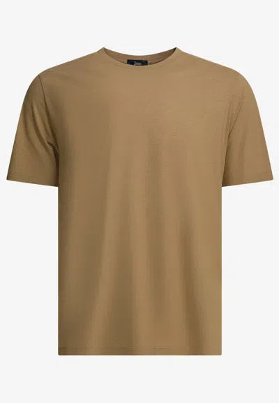 Herno Short-sleeved Crewneck T-shirt In Brown
