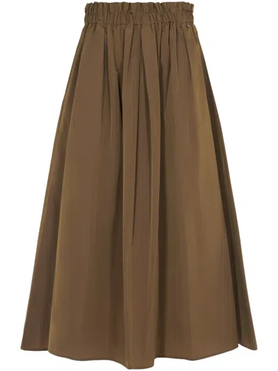 Herno Voluminous High-waisted Skirt With Pleated Design In Brown