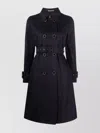 Herno Waist Belted Double-breasted Long Coat In Blue