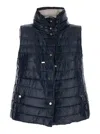 Herno Black Reversible Sleeveless Vest With High Drawstring Neck In Tech Fabric Woman In Blue