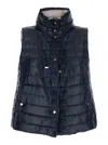Herno Black Reversible Sleeveless Vest With High Drawstring Neck In Tech Fabric Woman In Blue