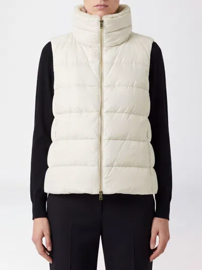 Herno Technical Satin Vest Padded High Collar In White