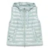 Herno Light Blue Quilted Nylon Gilet With Hood In Multicolor