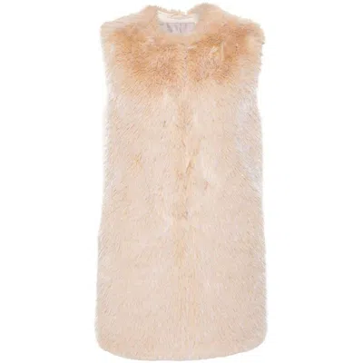 Herno Faux Fur Vest In Neutrals