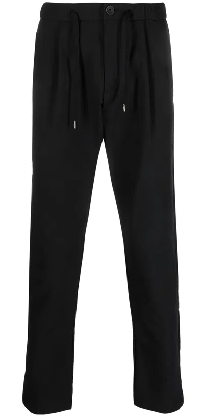 Herno Drawstring-waistband Slim-cut Trousers In Black  