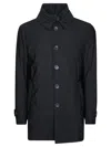 Herno Water-resistant Black Washington Coat With High Collar In Black