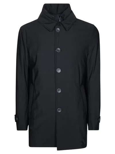 Herno Water-resistant Black Washington Coat With High Collar